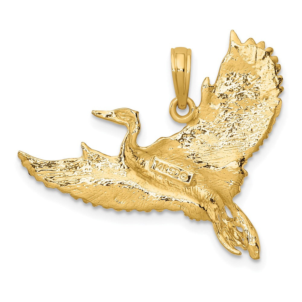 14k Yellow Gold Flying Heron Bird Charm