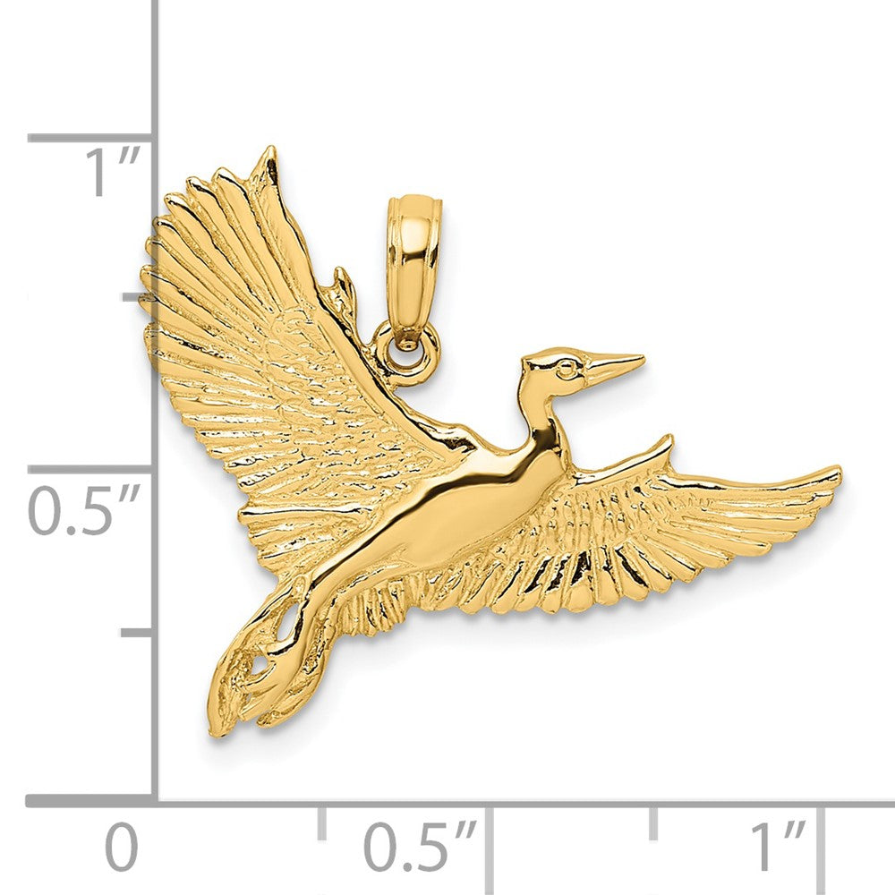 14k Yellow Gold Flying Heron Bird Charm