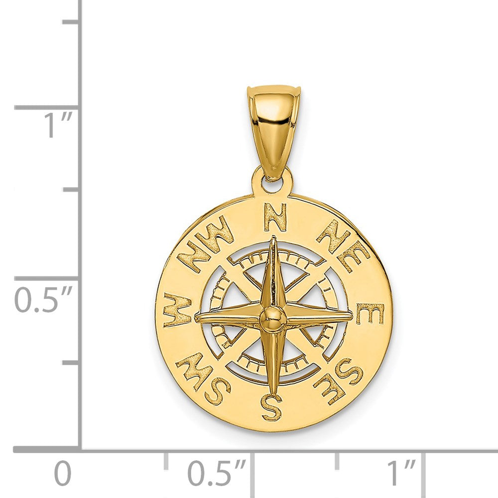 14k Yellow Gold Nautical Compass Charm