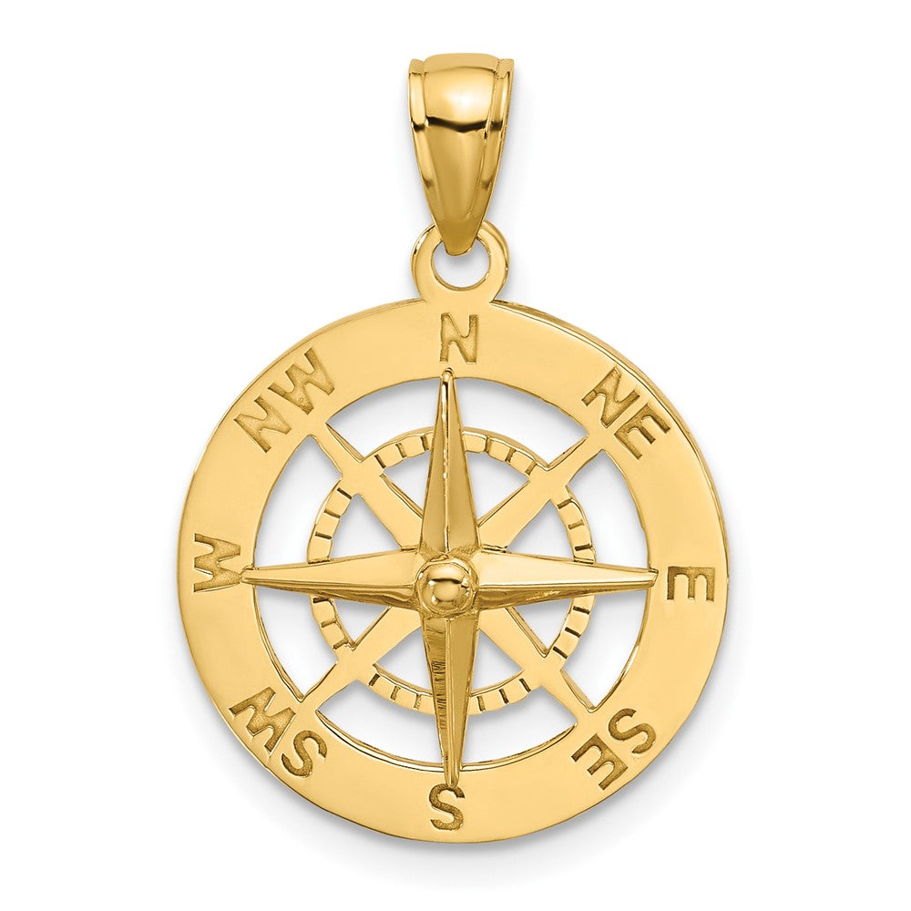 14k Yellow Gold Nautical Compass Charm