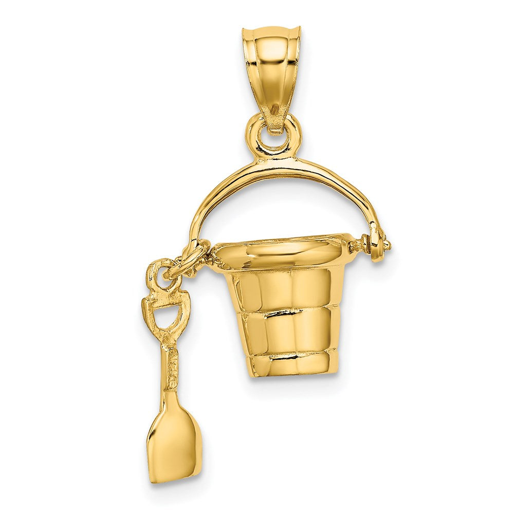 14k Yellow Gold 3D NAGS HEAD Bucket w/Shovel Charm