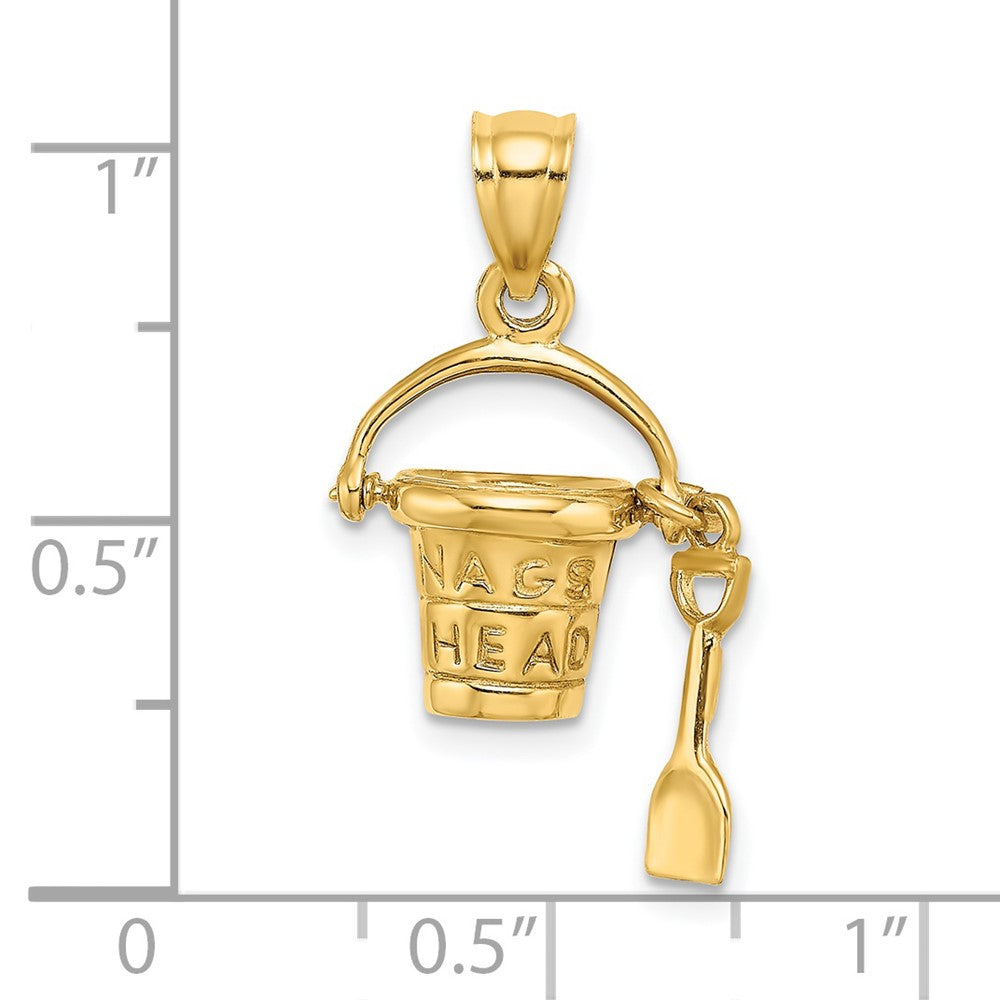 14k Yellow Gold 3D NAGS HEAD Bucket w/Shovel Charm