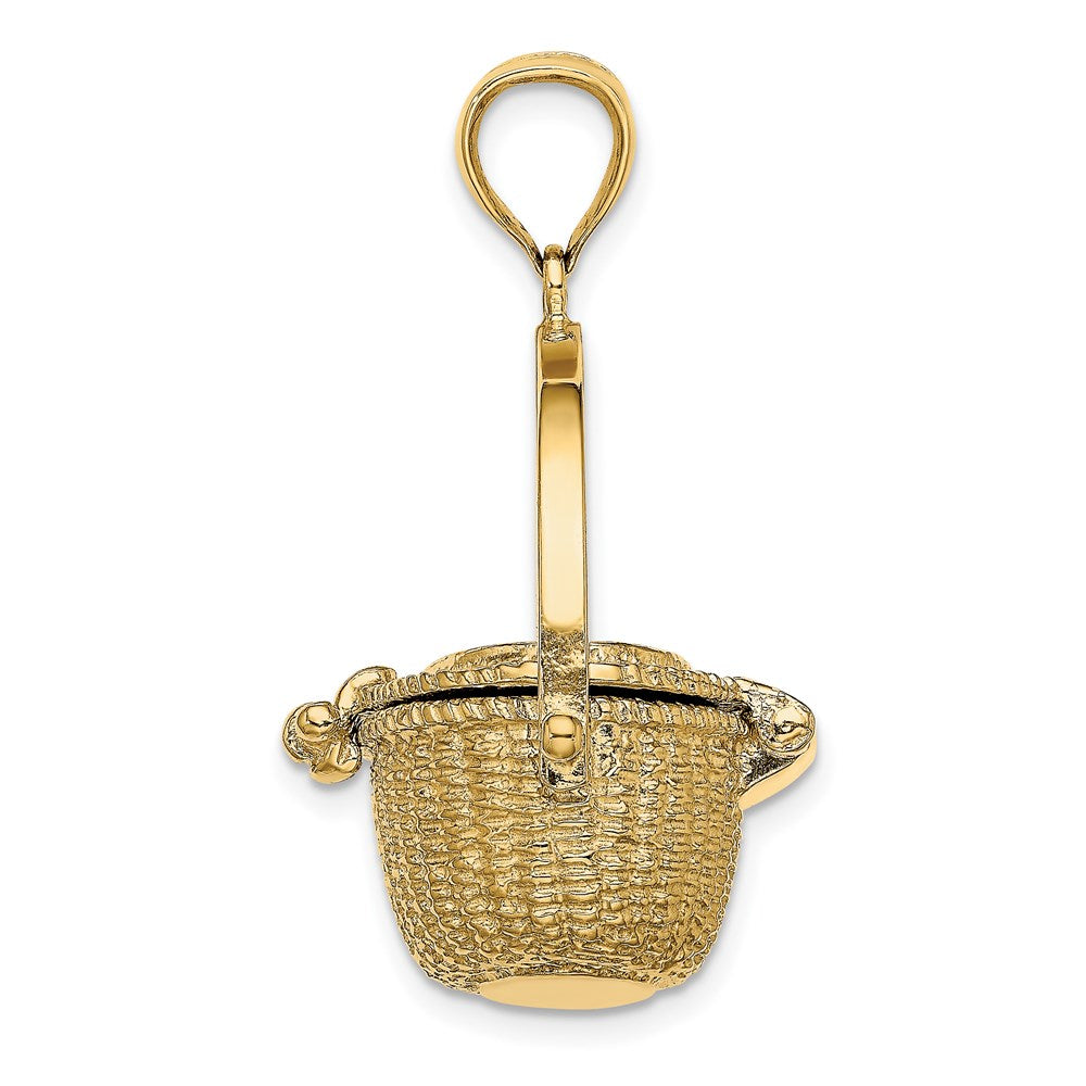 14k Yellow Gold 3-D Nantucket Basket w/ Moveable Lid Charm