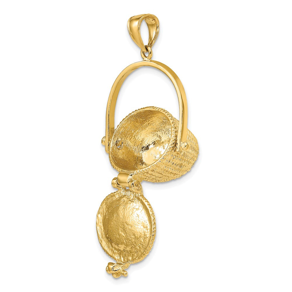 14k Yellow Gold 3-D Nantucket Basket w/ Moveable Lid Charm