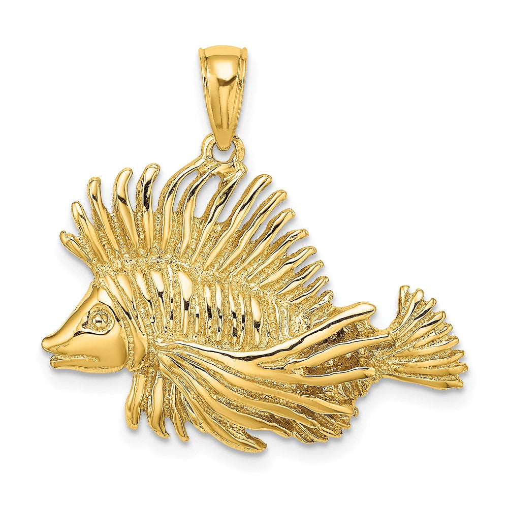 14k Yellow Gold 2-D Polished /Textured Lion Fish Charm