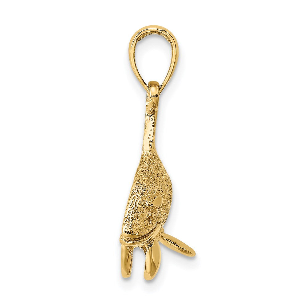 14k Yellow Gold 2-D Textured Killer Whale Charm