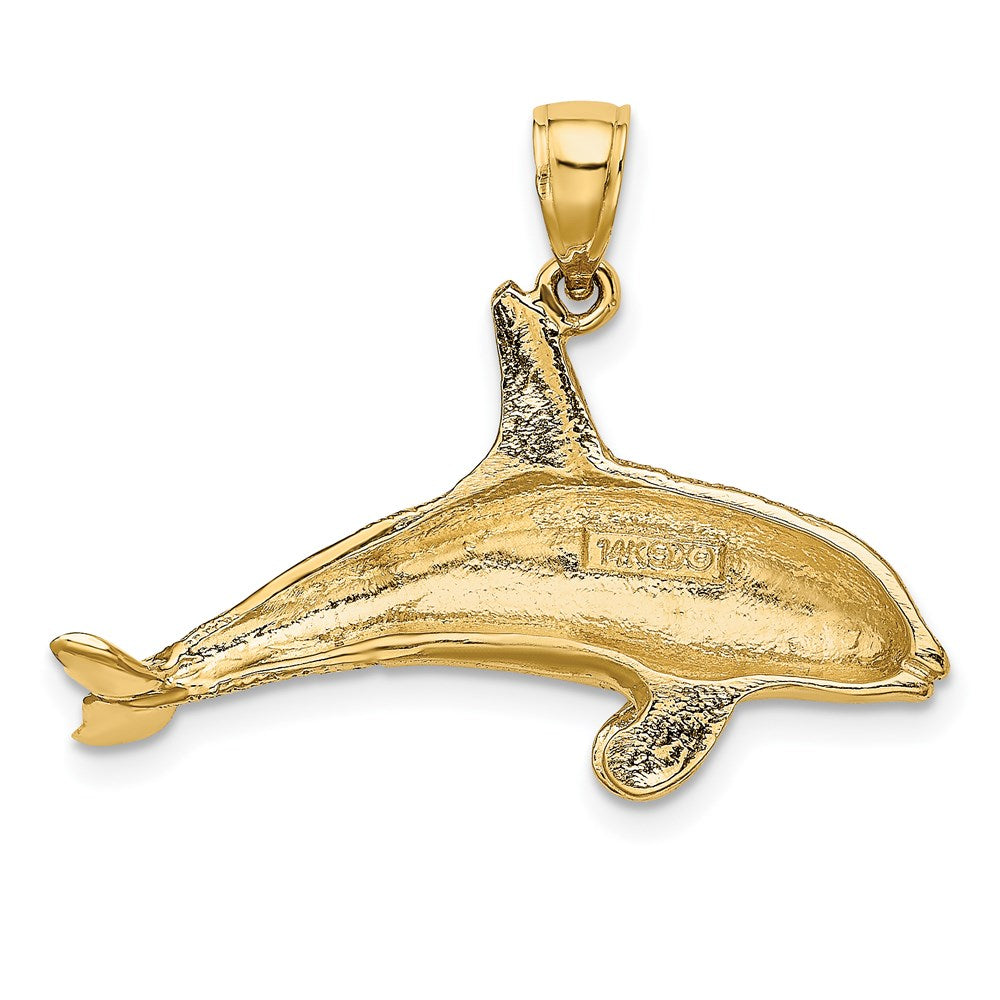 14k Yellow Gold 2-D Textured Killer Whale Charm