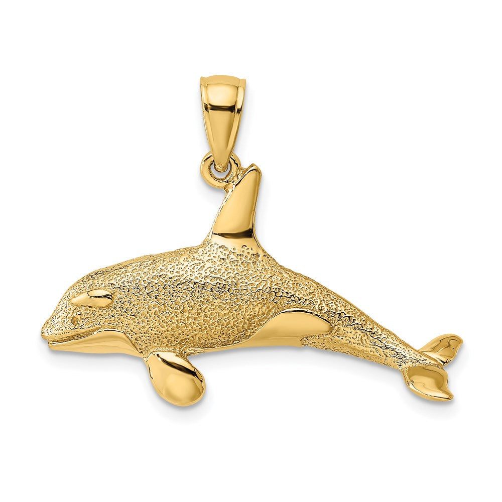 14k Yellow Gold 2-D Textured Killer Whale Charm