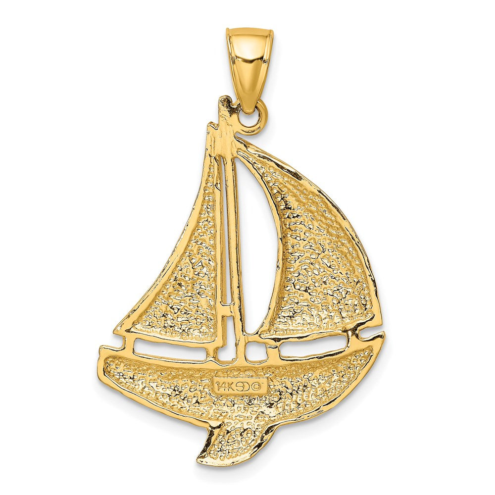 14k Yellow Gold 2-D Polished Sailboat Charm