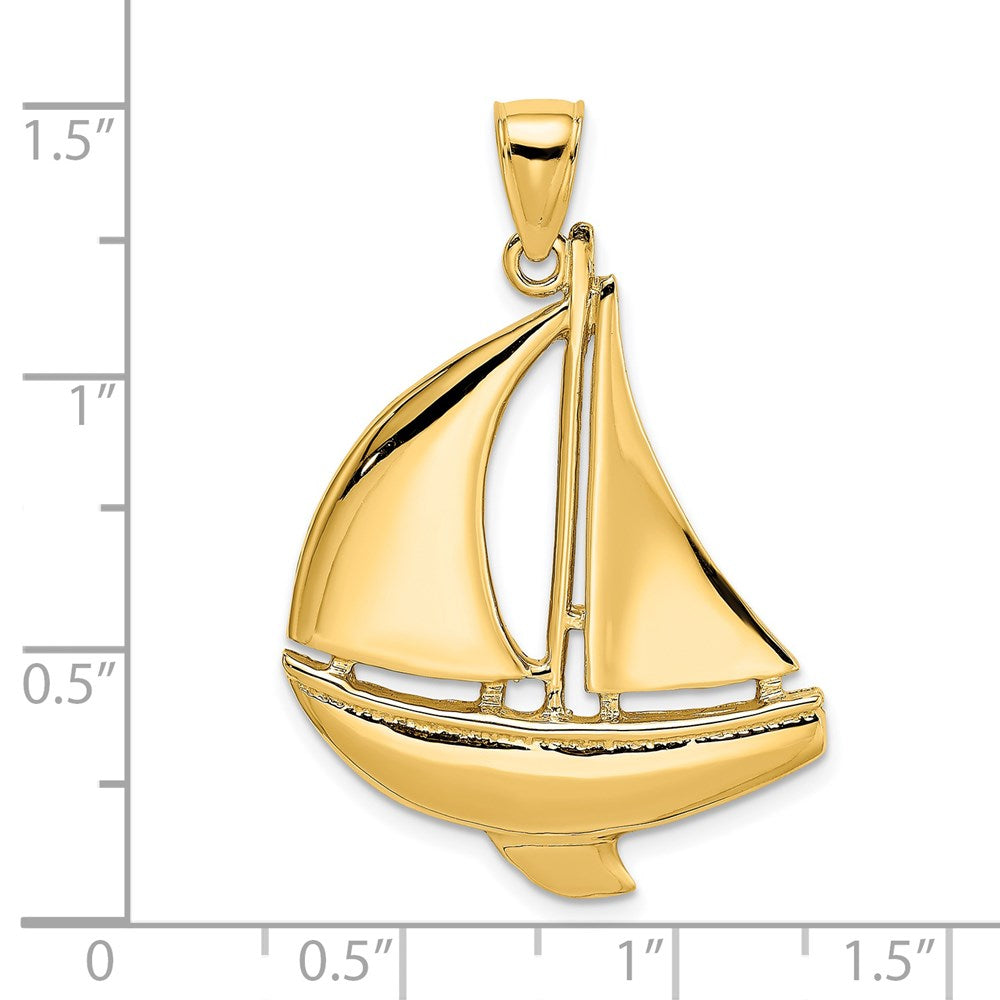 14k Yellow Gold 2-D Polished Sailboat Charm