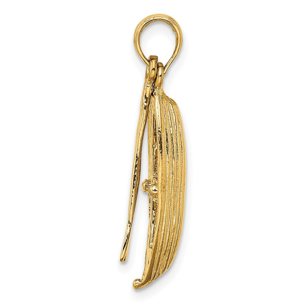 14k Yellow Gold 3-D Boat W/Dangling Oars Charm