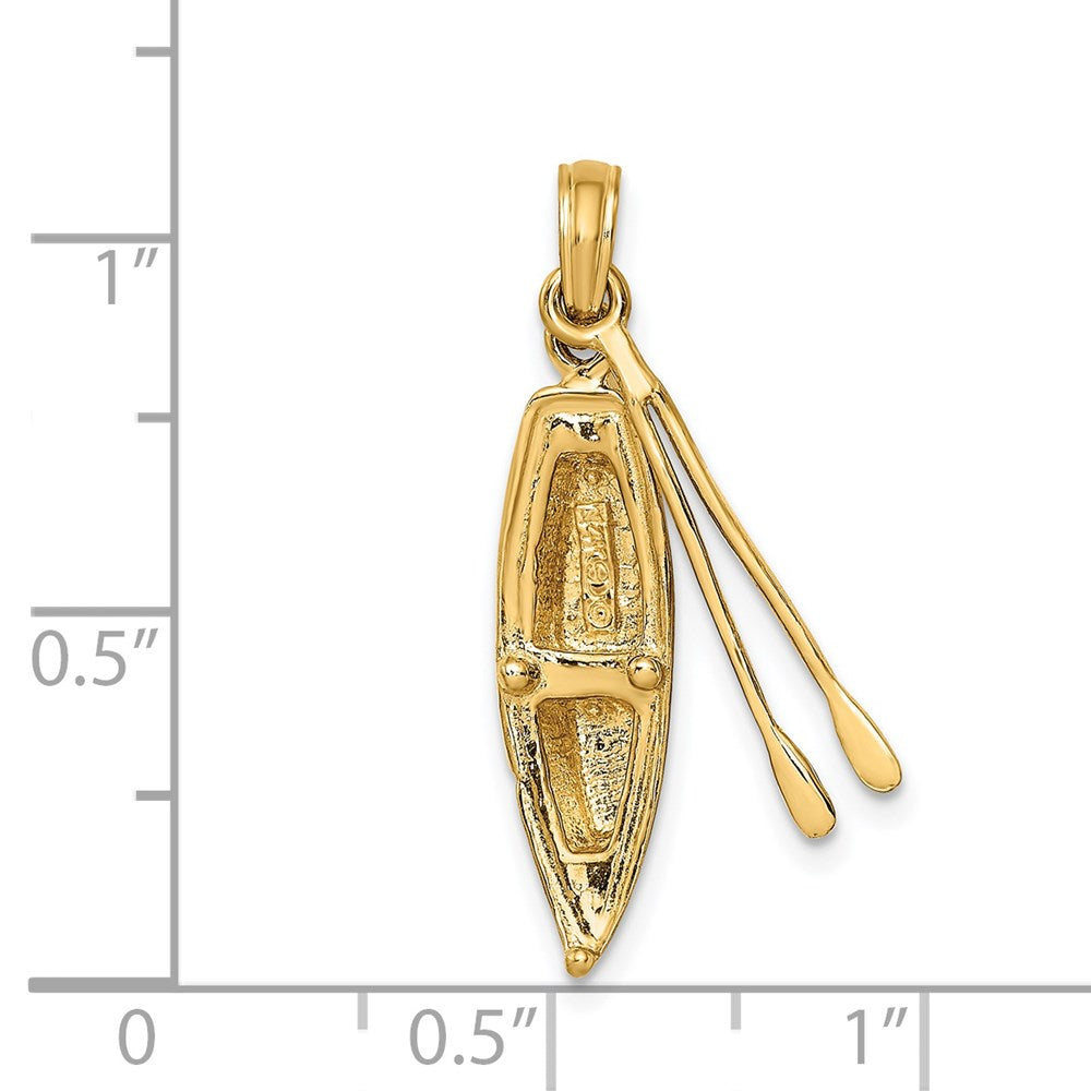 14k Yellow Gold 3-D Boat W/Dangling Oars Charm