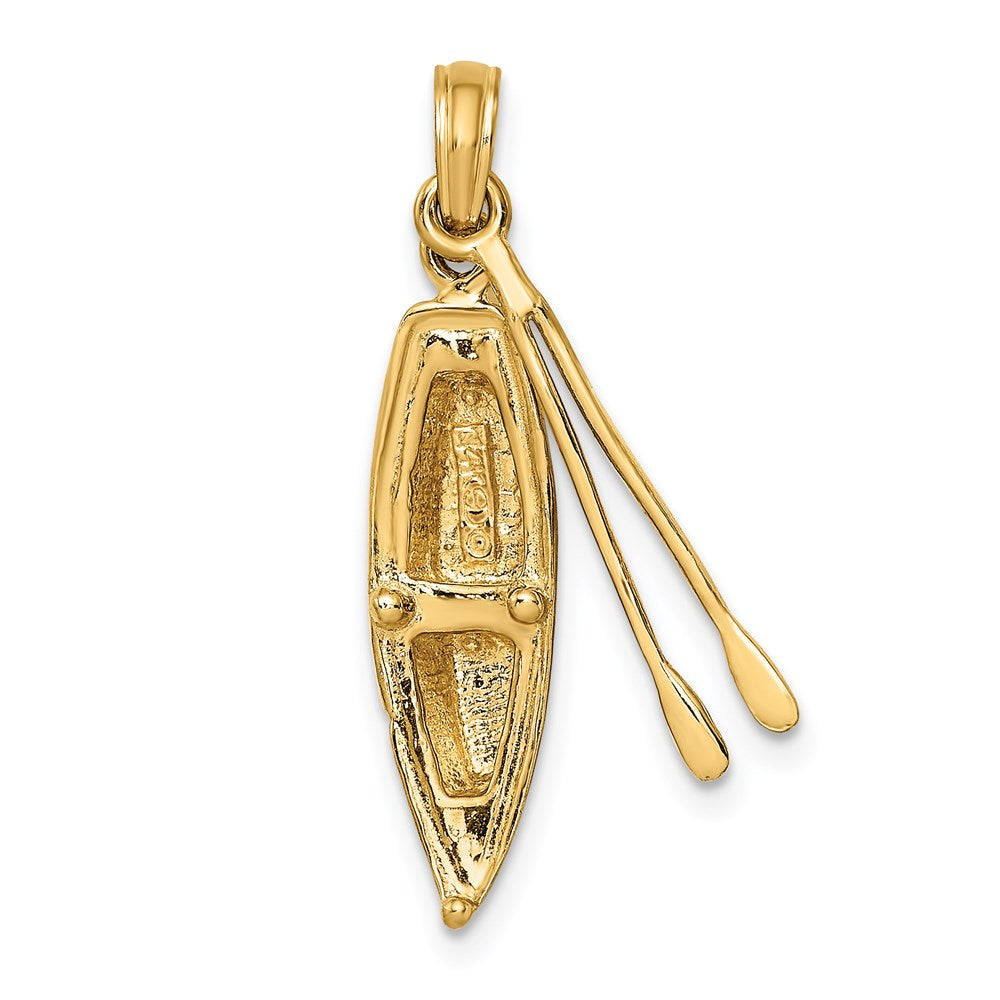 14k Yellow Gold 3-D Boat W/Dangling Oars Charm