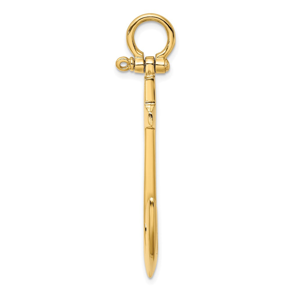 14k Yellow Gold 3-D Polished Large Anchor Charm