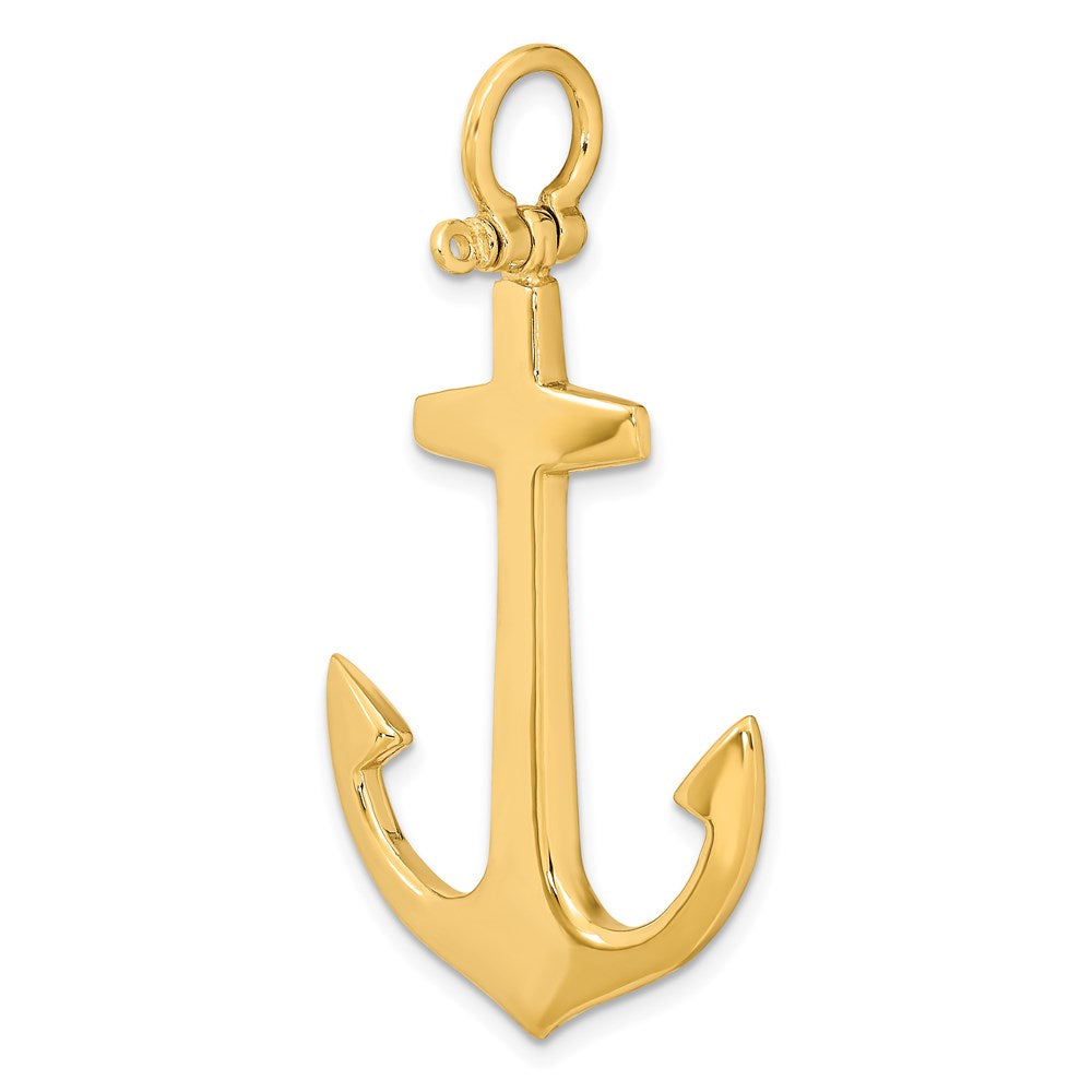 14k Yellow Gold 3-D Polished Large Anchor Charm