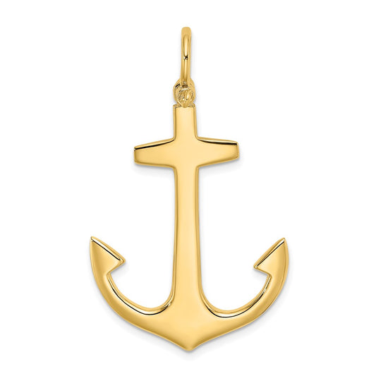 14k Yellow Gold 3-D Polished Large Anchor Charm