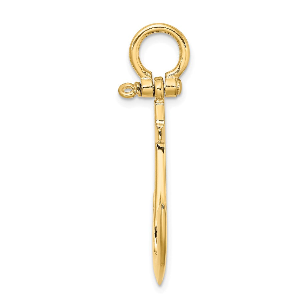 14k Yellow Gold 3-D Polished Anchor Charm