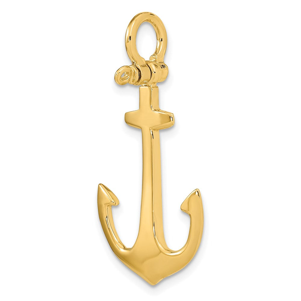 14k Yellow Gold 3-D Polished Anchor Charm