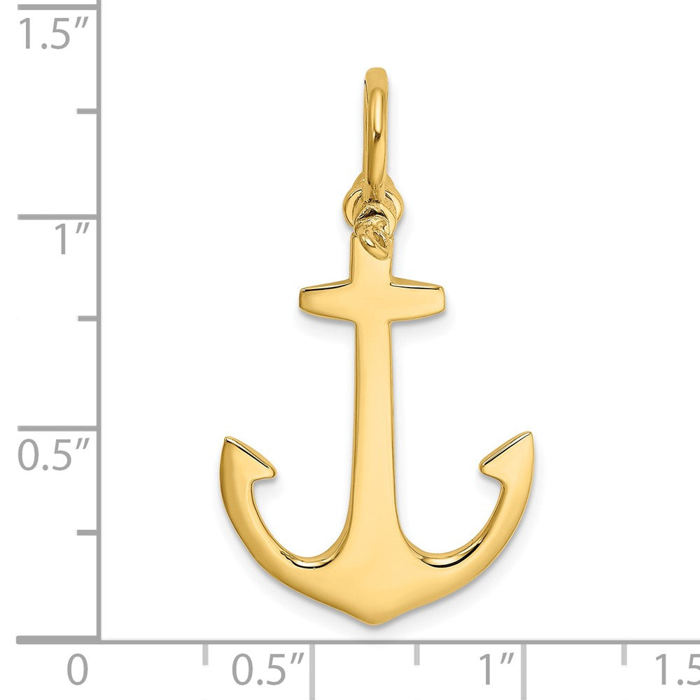 14k Yellow Gold 3-D Polished Anchor Charm