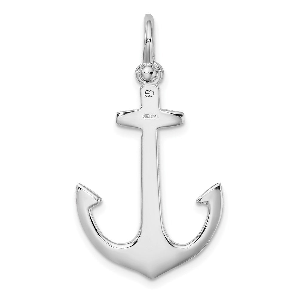 14k White Gold Polished 3-D Anchor Charm