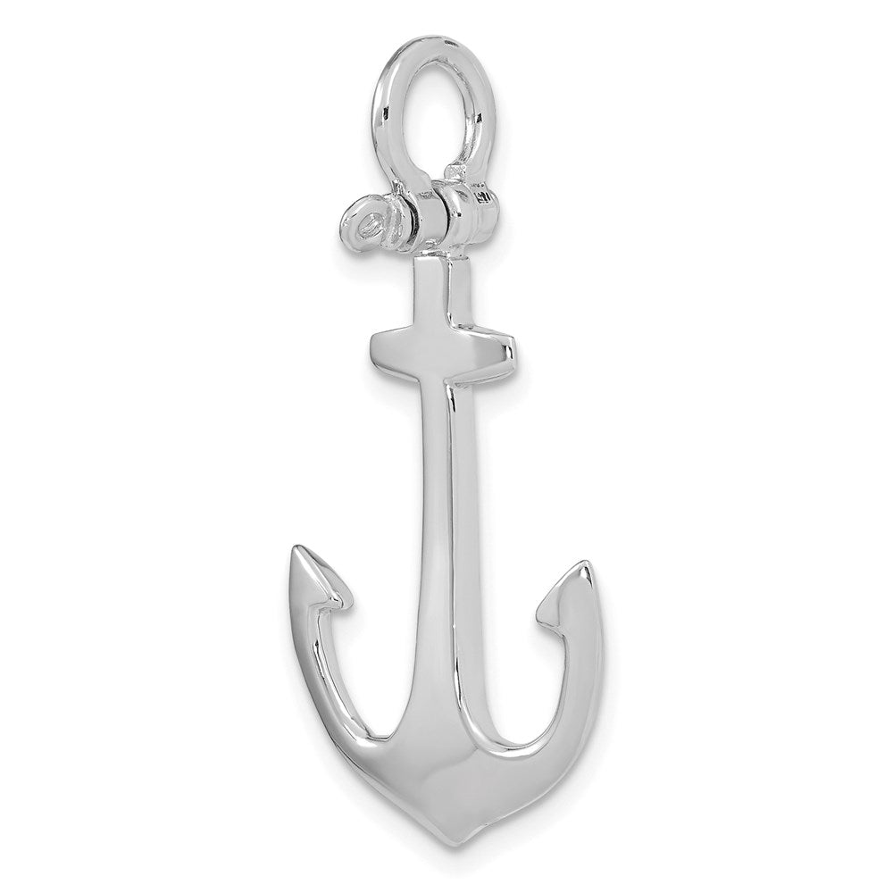 14k White Gold Polished 3-D Anchor Charm