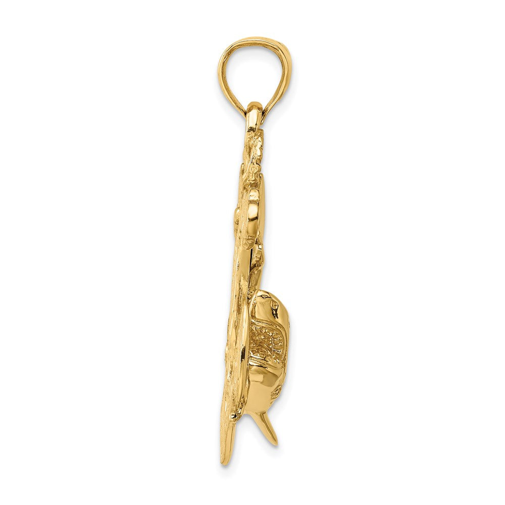 14k Yellow Gold 2-D Anchor with Shark Charm