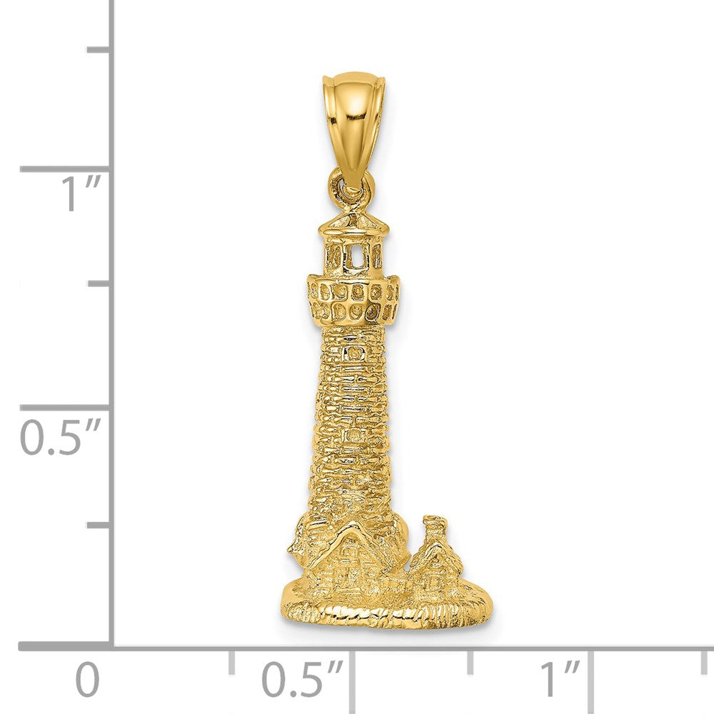 14k Yellow Gold 2-D Assateague Island Lighthouse Va Charm