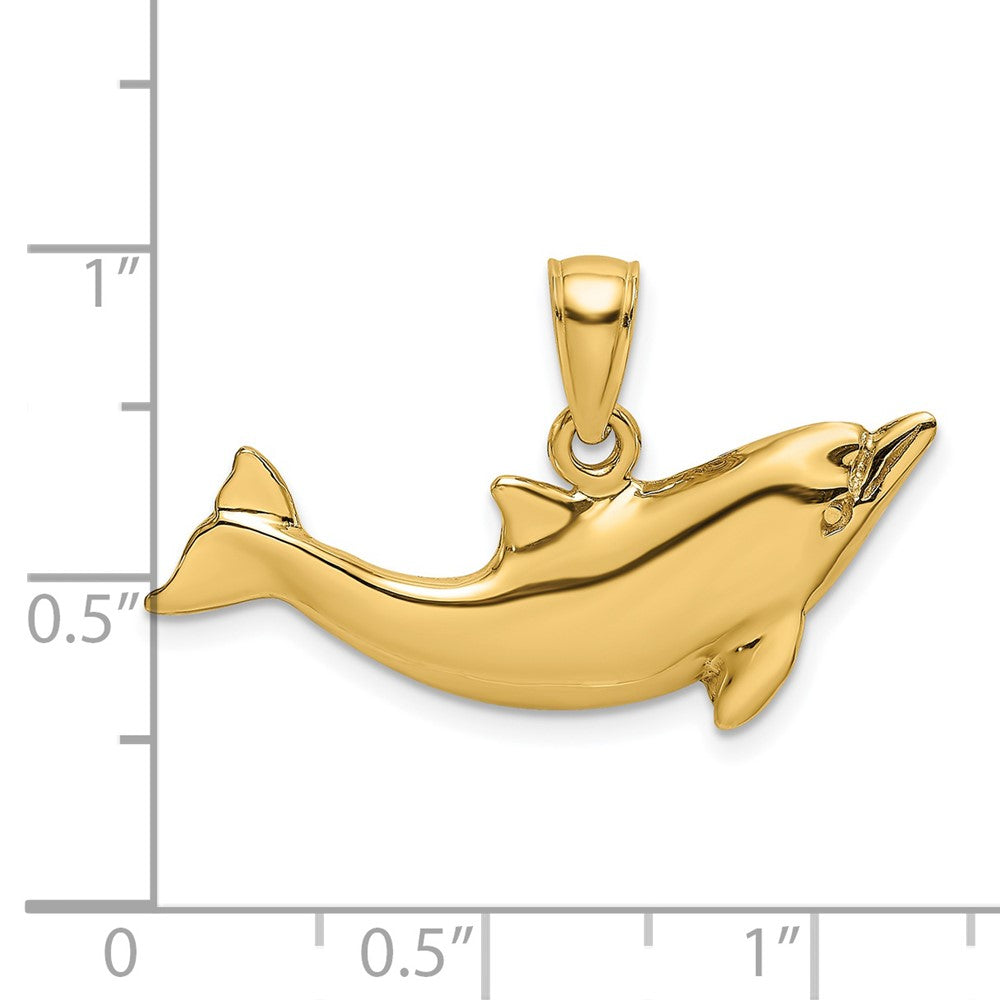 14k Yellow Gold Polished Dolphin Charm