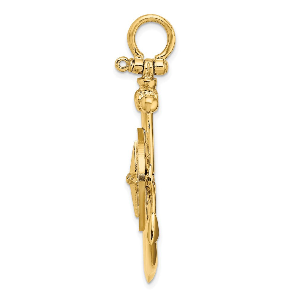 14k Yellow Gold Large Anchor w/ Nautical Compass Charm