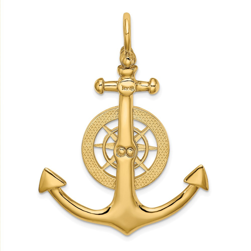 14k Yellow Gold Large Anchor w/ Nautical Compass Charm