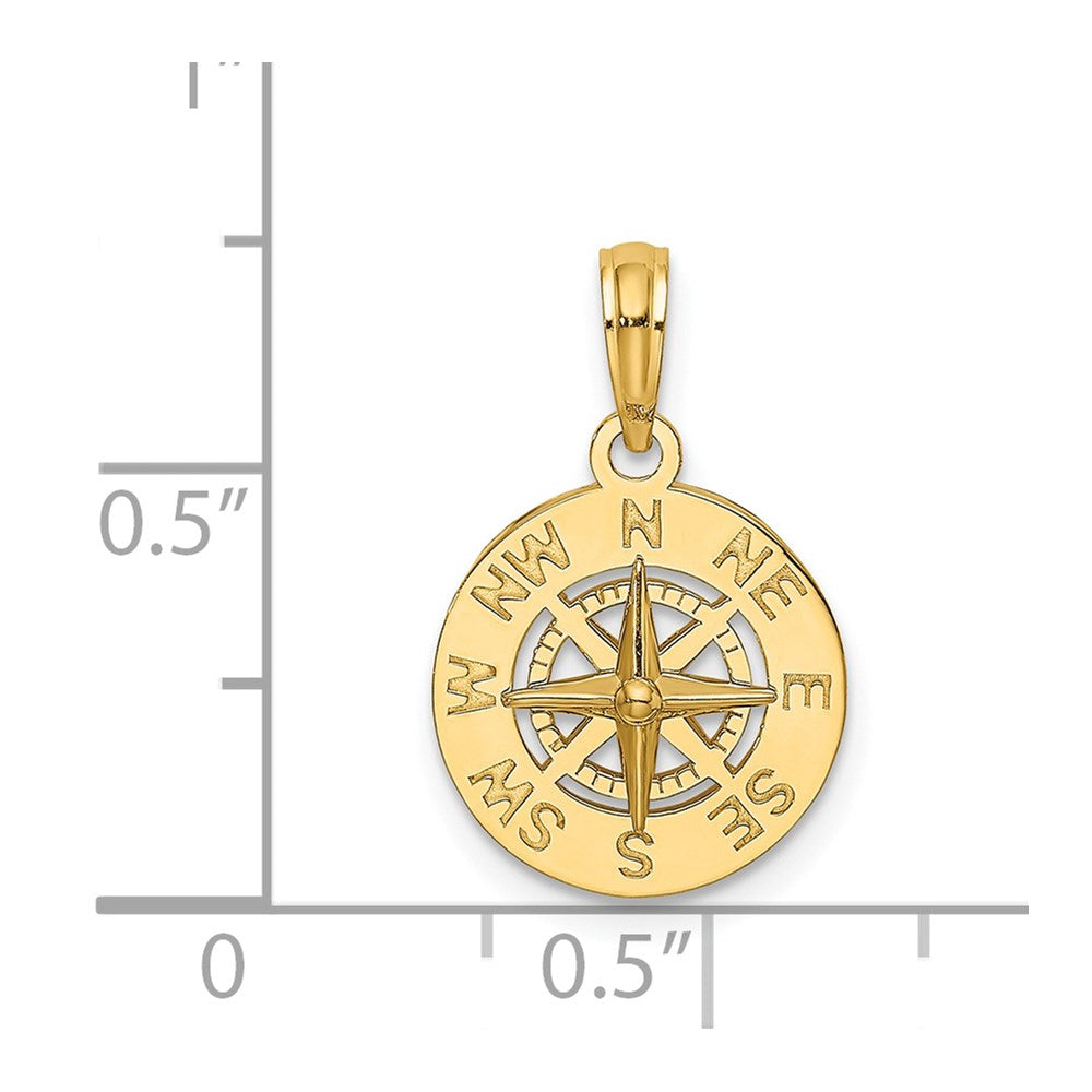 14k Yellow Gold Mini Nautical Compass Charm