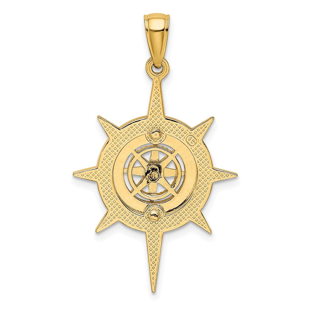 14k Yellow Gold Star Frame w/ Nautical Compass Center Charm