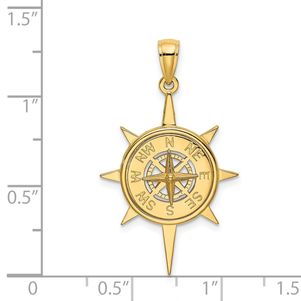 14k Yellow Gold Star Frame w/ Nautical Compass Center Charm