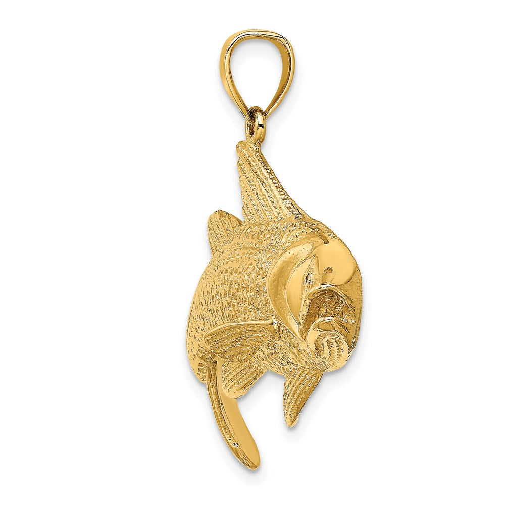 14k Yellow Gold 2-D Textured Red Fish Charm