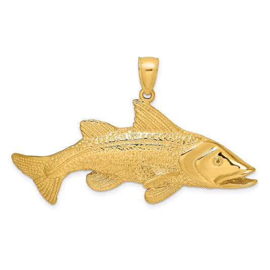 14k Yellow Gold 2-D Textured Red Fish Charm