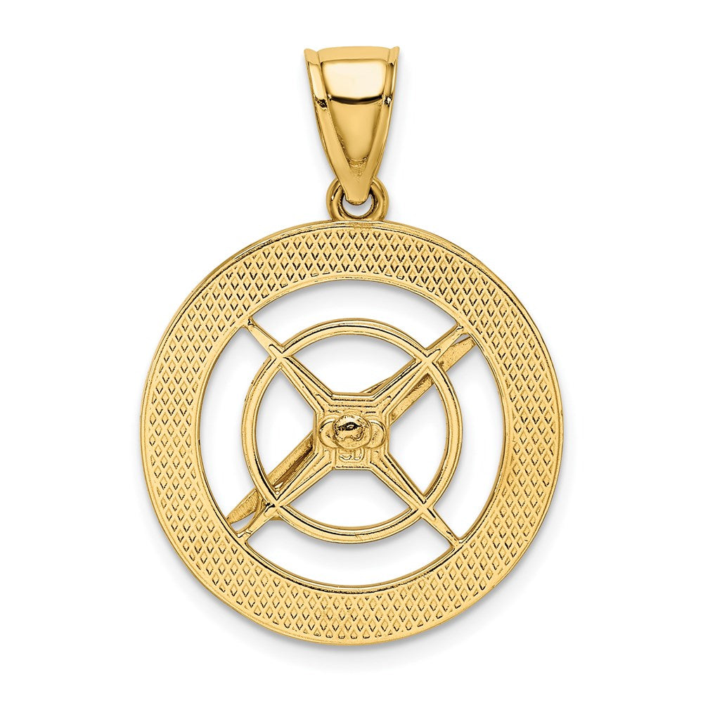 14k Yellow Gold Nautical Compass with Moveable Needle Charm