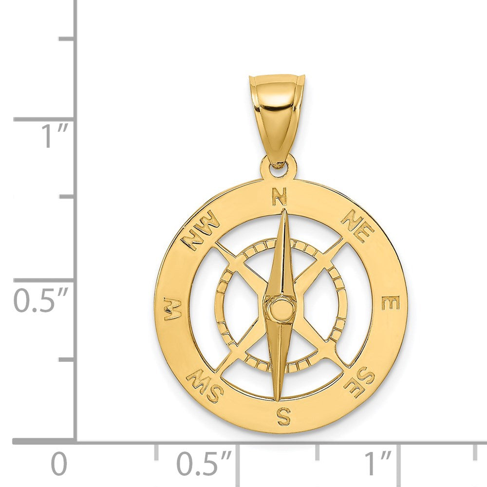 14k Yellow Gold Nautical Compass with Moveable Needle Charm