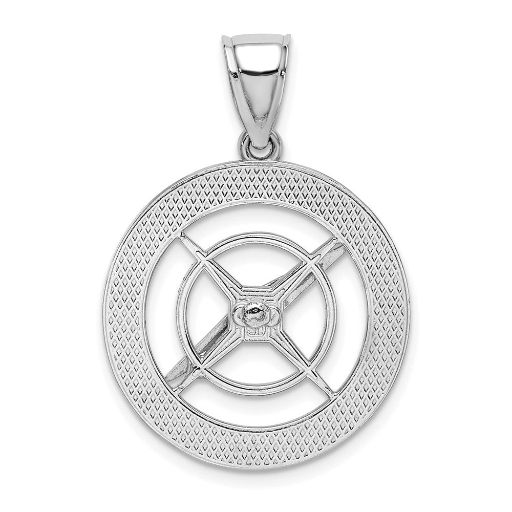 14k White Gold Nautical Compass W/Moveable Needle Charm