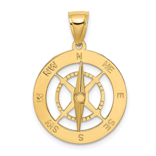 14k Yellow Gold Nautical Compass with Moveable Needle Charm