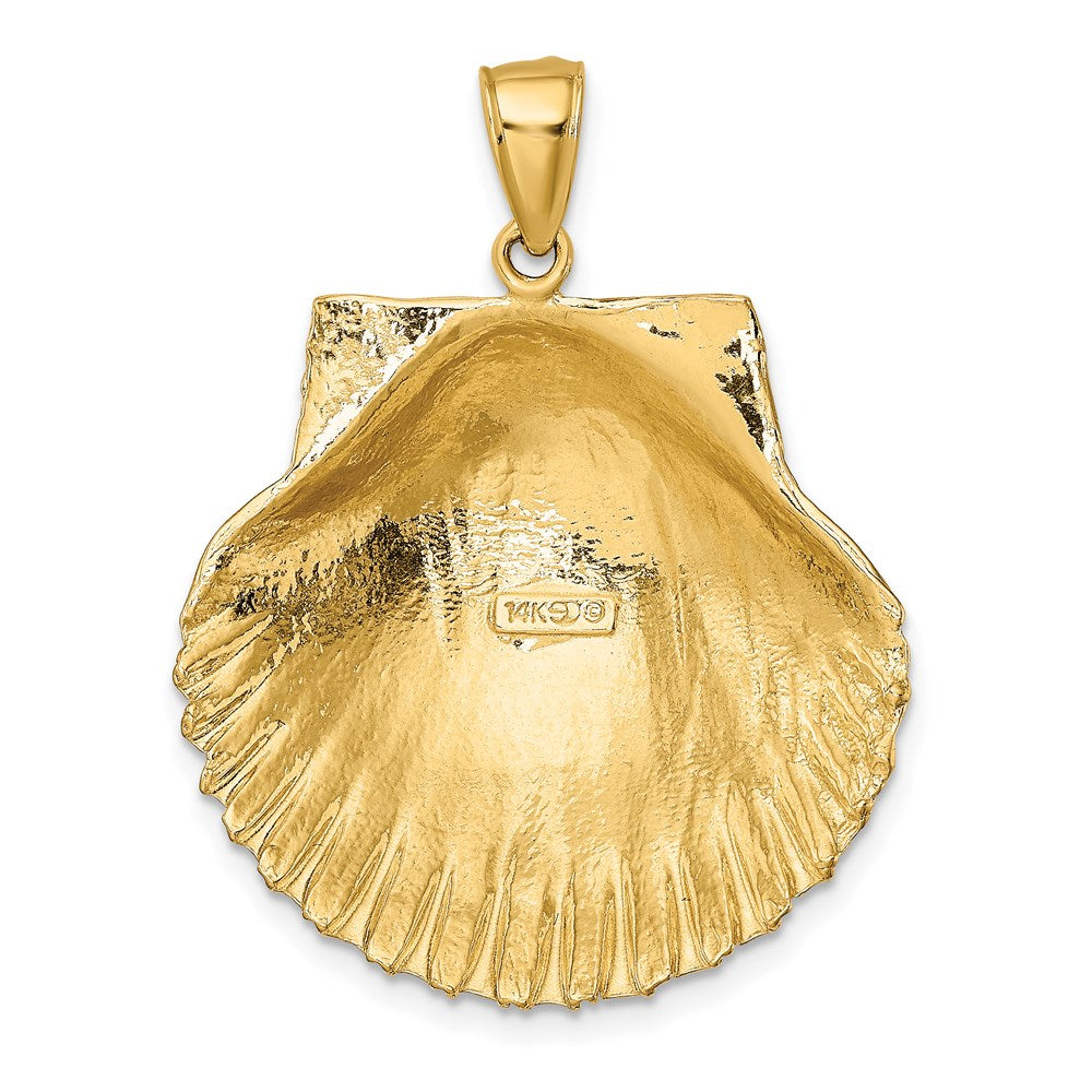 14k Yellow Gold 3-D Textured Scallop Shell Charm