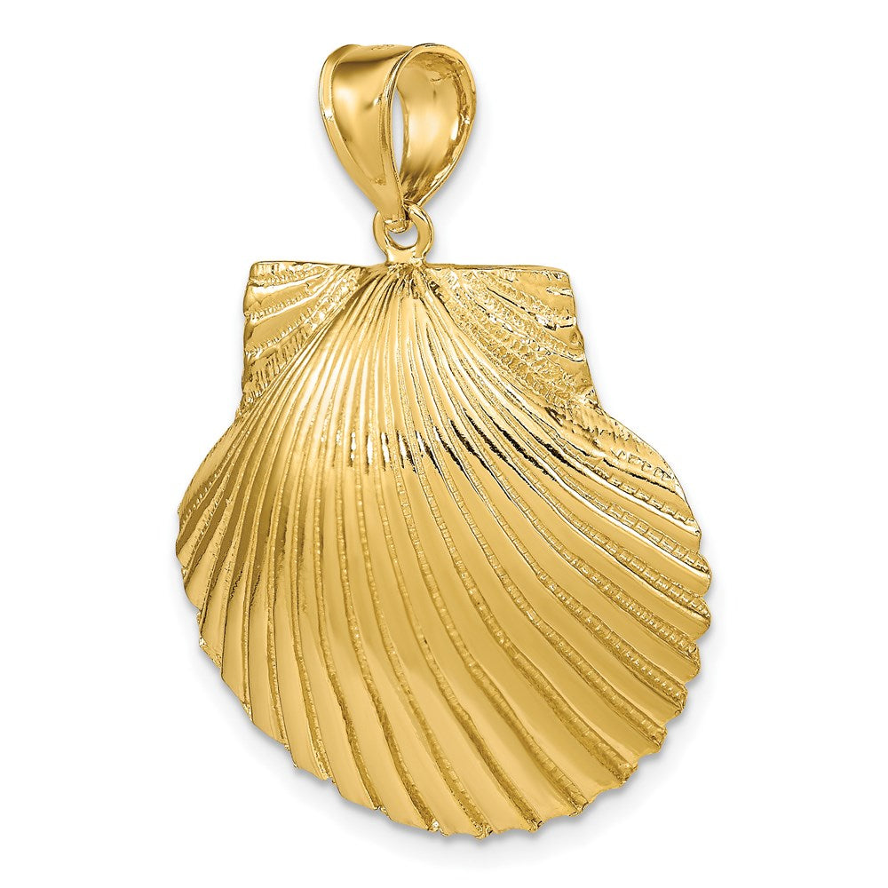 14k Yellow Gold 3-D Textured Scallop Shell Charm