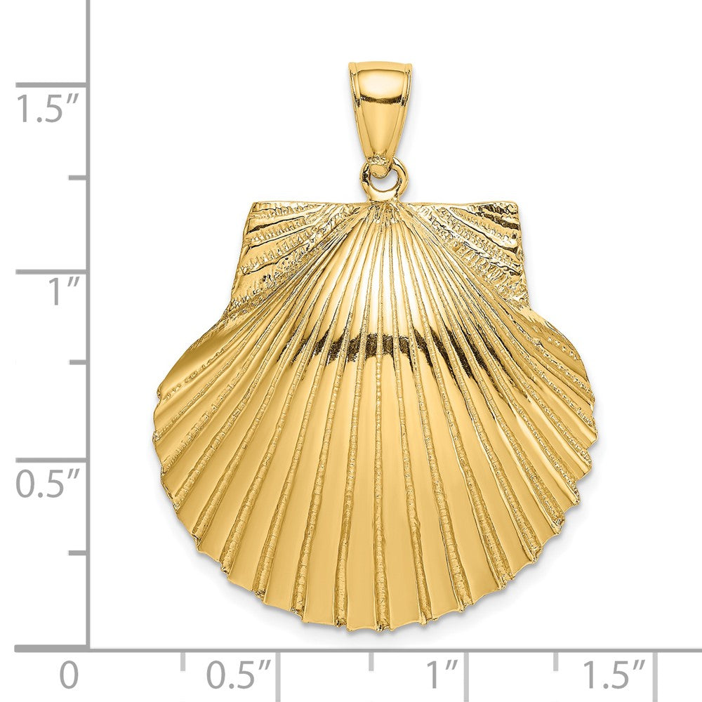 14k Yellow Gold 3-D Textured Scallop Shell Charm