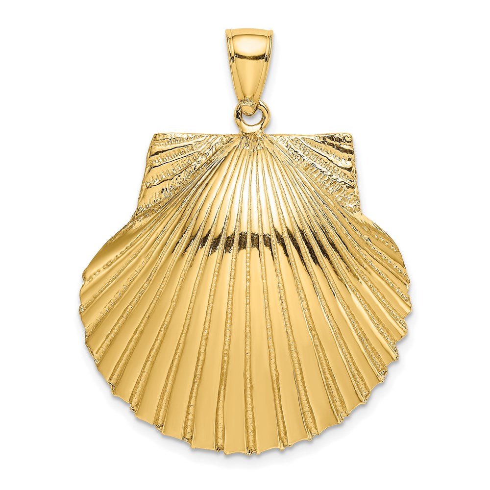 14k Yellow Gold 3-D Textured Scallop Shell Charm