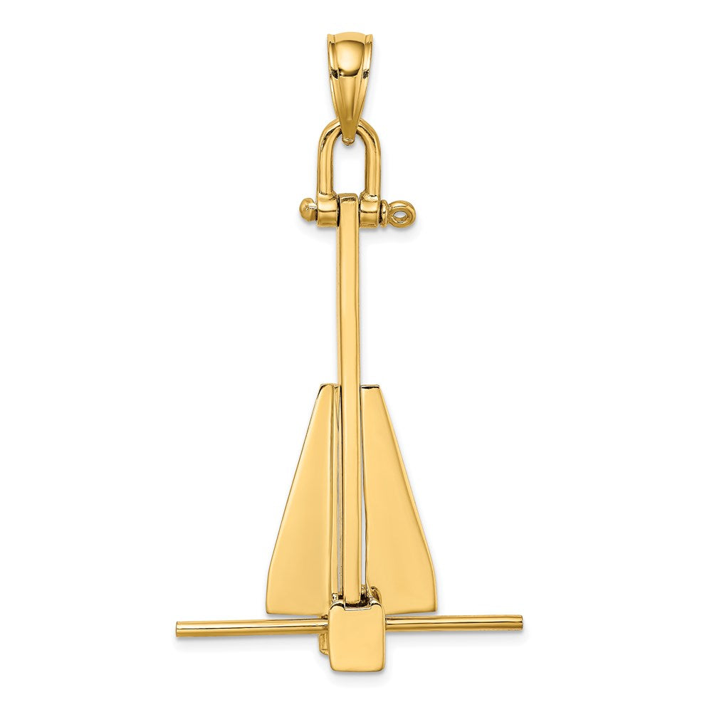 14k Yellow Gold 3-D Moveable Danforth Anchor Charm