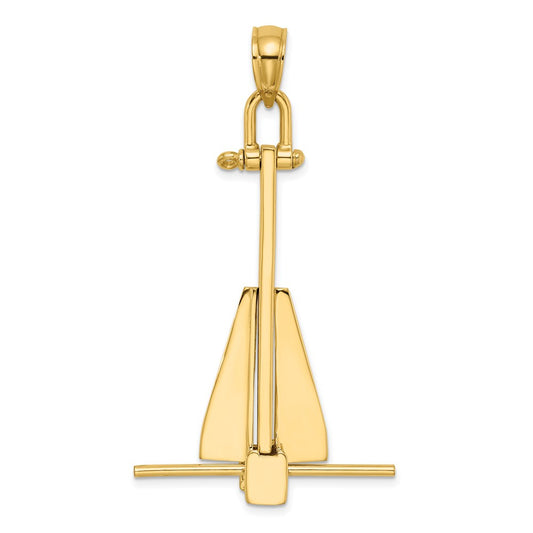 14k Yellow Gold 3-D Moveable Danforth Anchor Charm