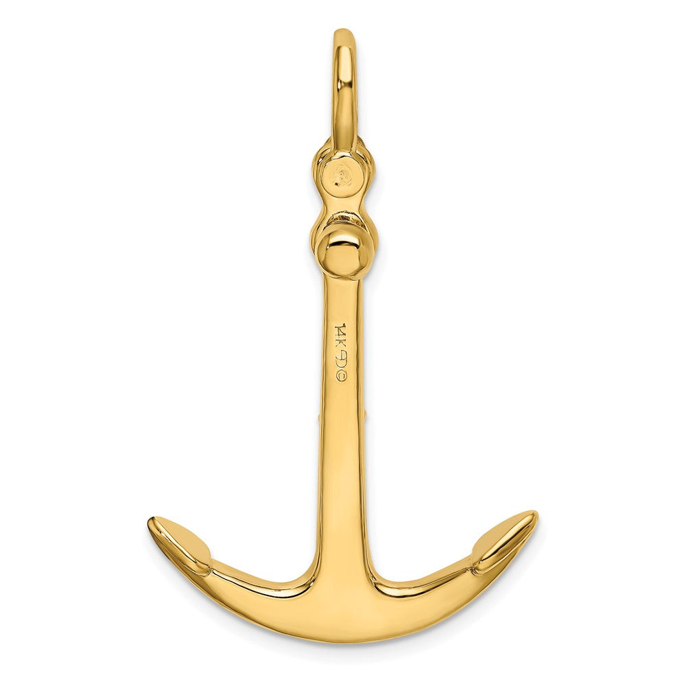 14k Yellow Gold 3-D Polished Anchor 2 Piece and Moveable Charm