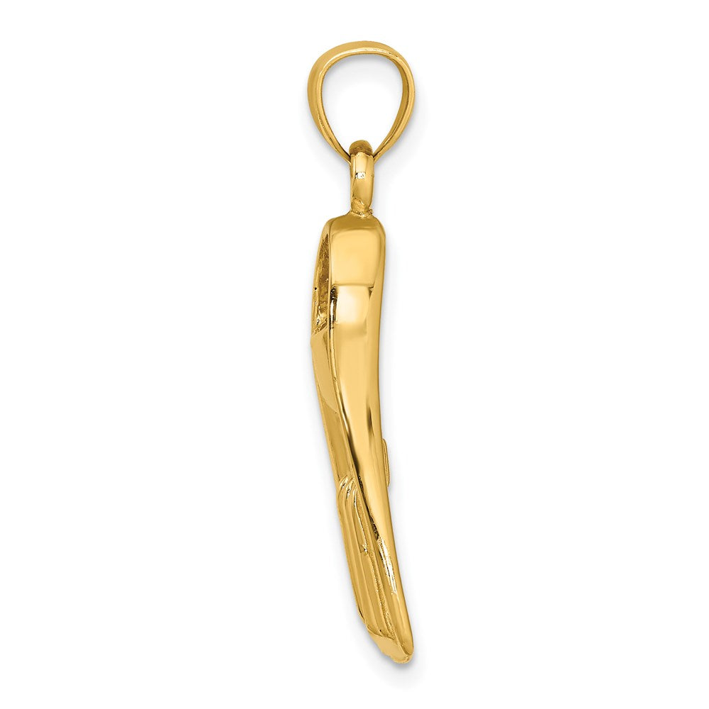 14k Yellow Gold 3-D Scuba Flipper Charm