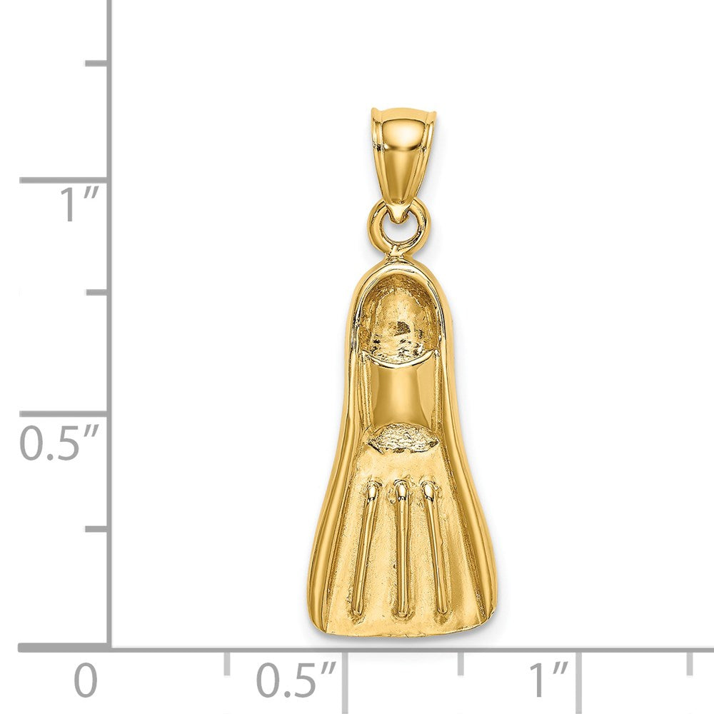 14k Yellow Gold 3-D Scuba Flipper Charm