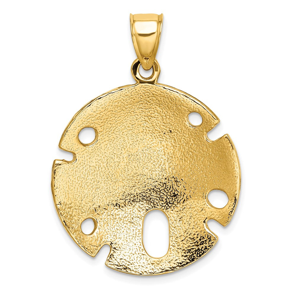 14k Yellow Gold Polished and Textured Large Sand Dallar Charm