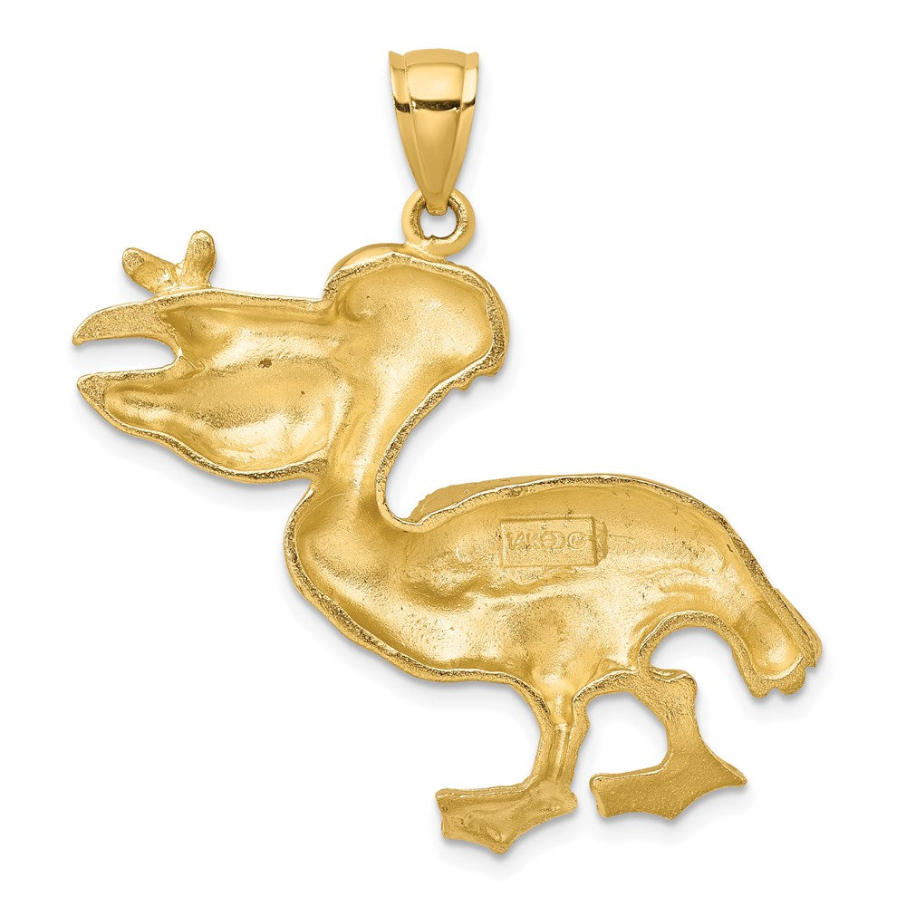 14k Yellow Gold Pelican with Fish In Mouth Charm